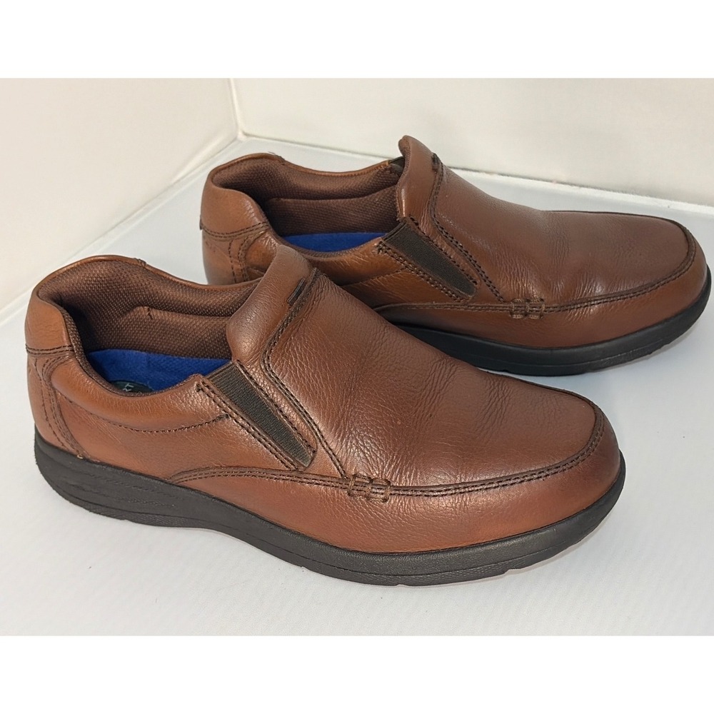 Nunn Bush Kore Mens 8.5W Brown Leather Slip On Loafers Comfort Gel